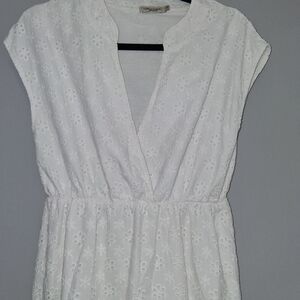 White Eyelet Dress Made in Italy Size M
